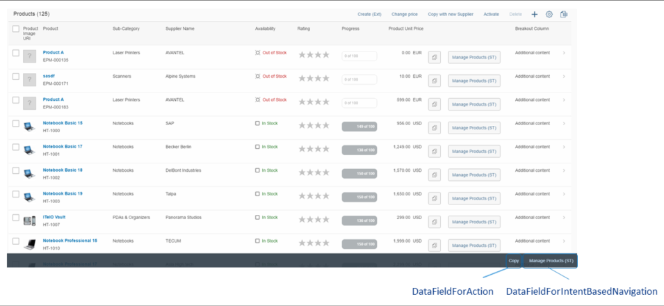 Defining Determining Actions in List Reports - Documentation - Demo Kit -  SAPUI5 SDK